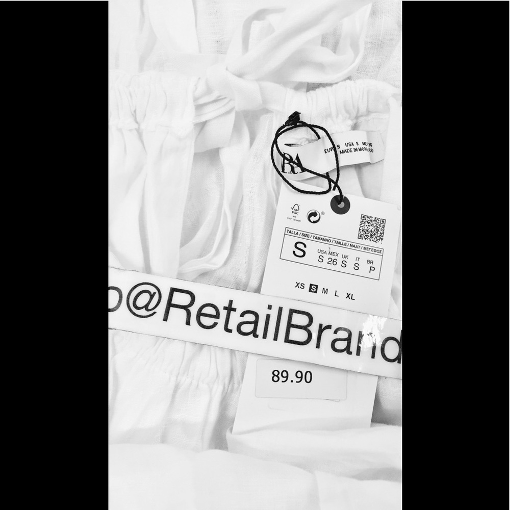 ⬆️ ZARA WHITE 100% LINEN HALTER BELTED FULLY LINED MAXI DRESS - Picture 2 of 15